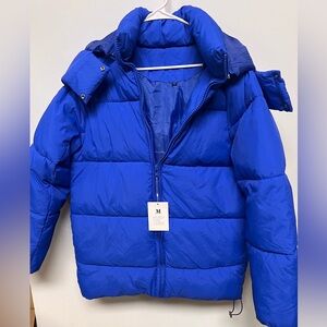 FLYGO WOMEN’S HOODED QUILTED PUFFER JACKET PADDED WARM COAT  MEDIUM ROYAL BLUE